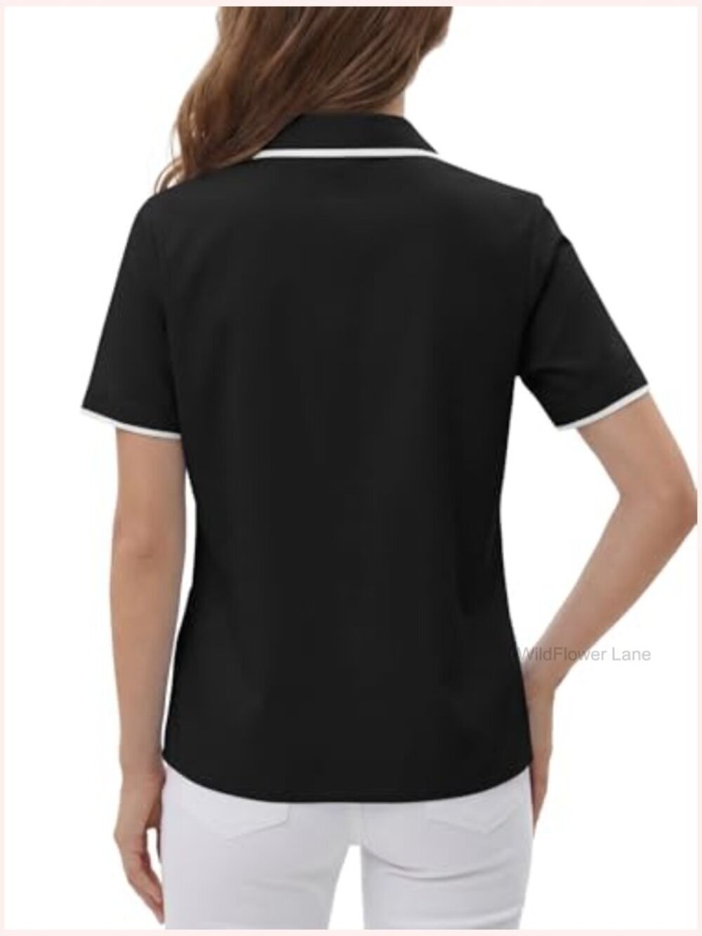 Collared Button Down Short Sleeve Blouse Top Shirt - Picture 5 of 6
